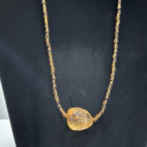 Unique and pretty handmade citrine nugget and glass beaded necklace.